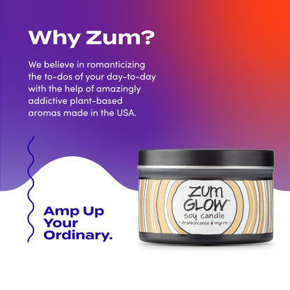 Zum Indigo Wild Glow Frankincense & Myrrh Candle – Soy Wax, Lead-Free Wick, 7 oz (3 Pack) | 30-Hour Burn