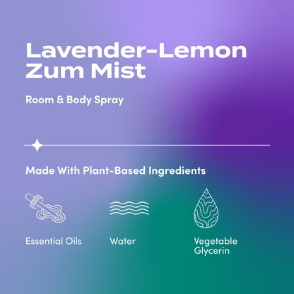 Indigo Wild Zum Mist Room & Body Spray – Lavender-Lemon Aromatherapy Essential Oil Spray (4 oz)