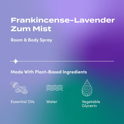 Indigo Wild Zum Mist Room & Body Spray - Frankincense & Lavender Aromatherapy Essential Oil Spray - 4 fl oz