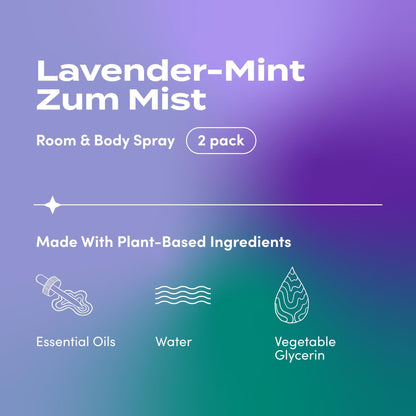 Indigo Wild Zum Mist Room & Body Spray – Lavender-Mint Aromatherapy Essential Oil Spray (4 fl oz, 2 pack)