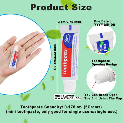 HAIFOTRVA 30 Tubes Bulk Travel Size Toothpaste – 0.176 oz Mint Mini Tubes for Hotels, Guests & Charities