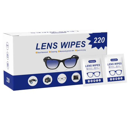 220-Count Lens Cleaning Wipes for Eyeglasses & Screens – Alcohol-Free