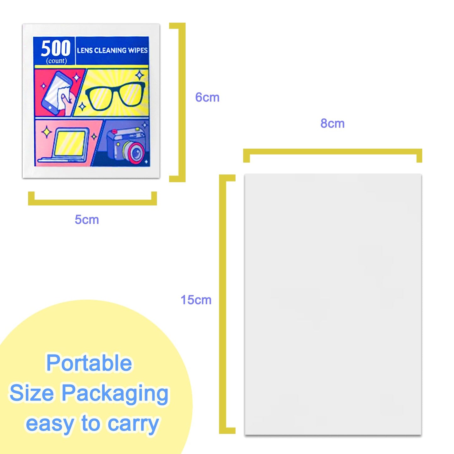Lens Wipes for Eyeglasses & Screens – 500 Count, Gentle & Portable