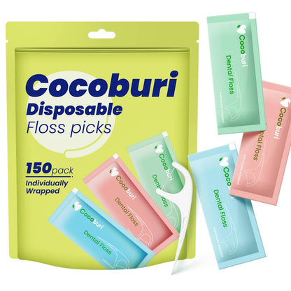 Individually Wrapped Dental Floss Picks - Disposable Floss Picks for Adults - 150 Count - BPA Free - Bulk Pack