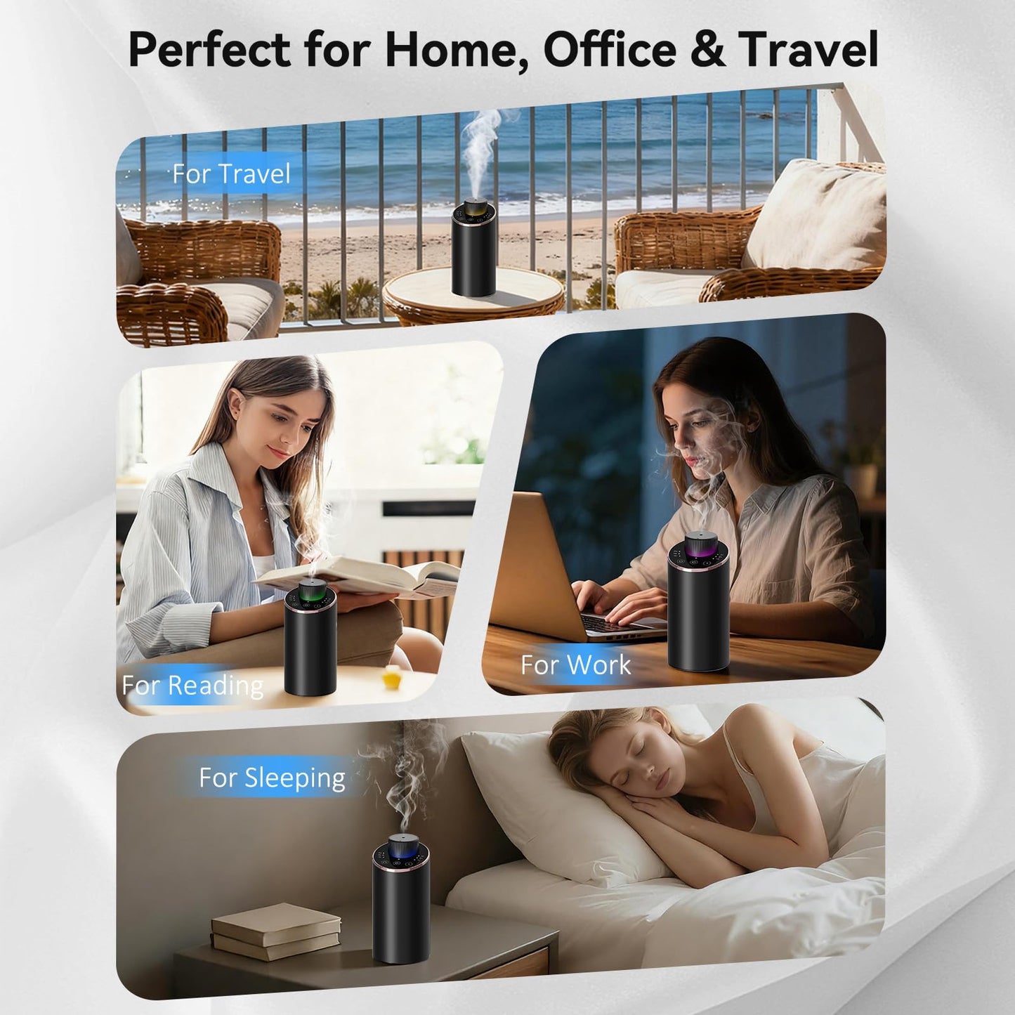 INXDOLHOM Waterless Essential Oil Diffuser | Portable Car & Home Nebulizer, 3 Timers
