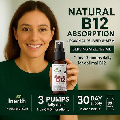 InErth Liposomal B12 Oral Spray – 1000 mcg Methylcobalamin