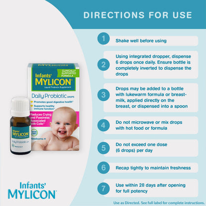 Infants' Mylicon Daily Probiotic Drops – Colic & Fussiness, 8 mL, 21 Doses