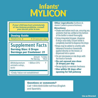 Infants' Mylicon Daily Probiotic Drops – Colic & Fussiness, 8 mL, 21 Doses