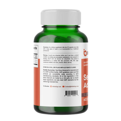 INFINITE AGE Sea Moss Capsules 3 Pack – 1250mg per serving, 180 Count, Vegan, USA Made
