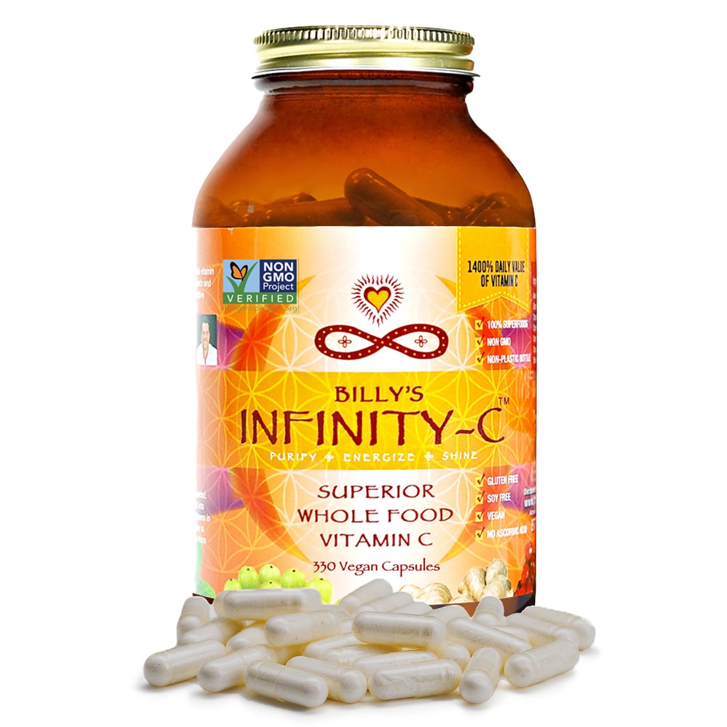 Infinity-C Organic Vitamin C Capsules – 1000mg Whole Food Vitamin C for Immune Support