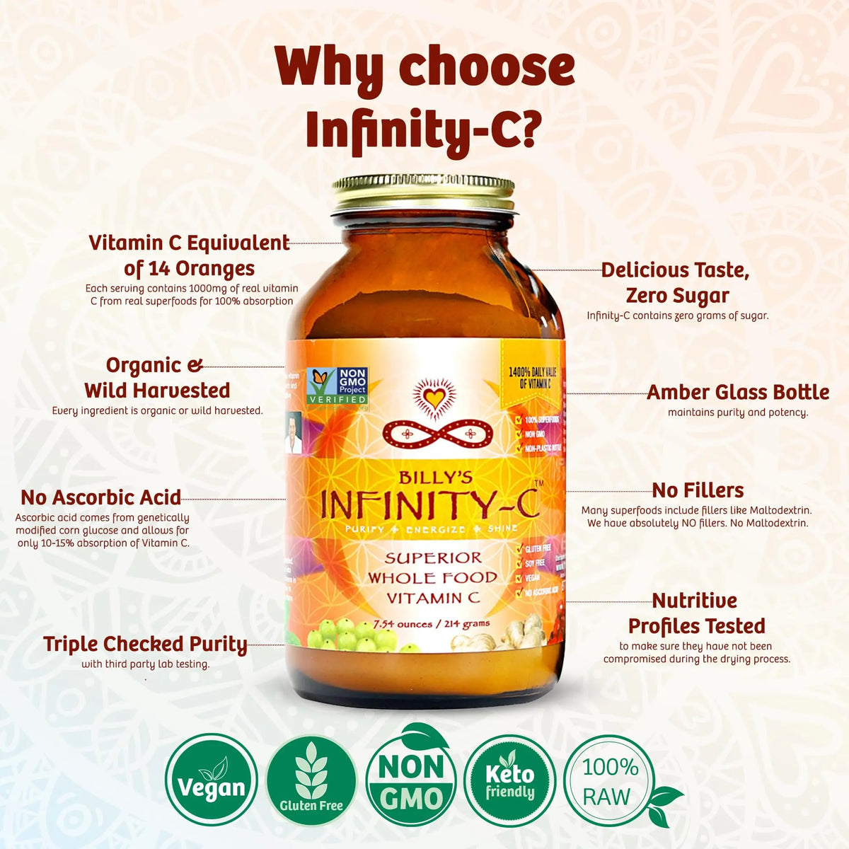 Infinity-C Organic Whole-Food Vitamin C Powder – 1000mg, Acerola, Camu Camu & Amla (30 Servings) BritishVita | Premium UK Vitamins & Wellness Supplements