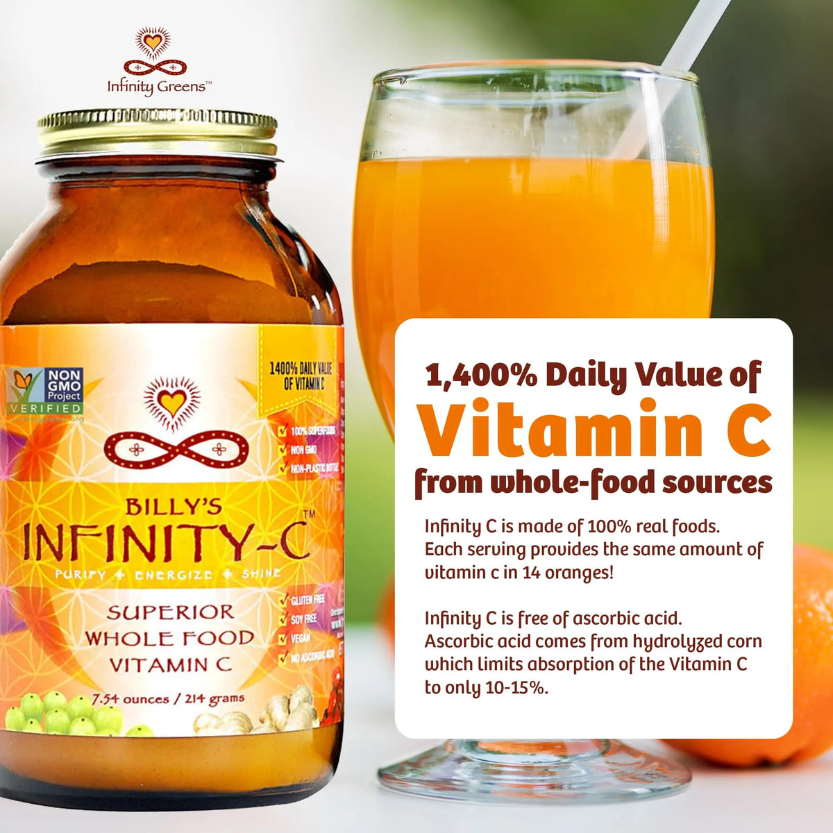 Infinity-C Organic Whole-Food Vitamin C Powder – 1000mg, Acerola, Camu Camu & Amla (30 Servings) BritishVita | Premium UK Vitamins & Wellness Supplements