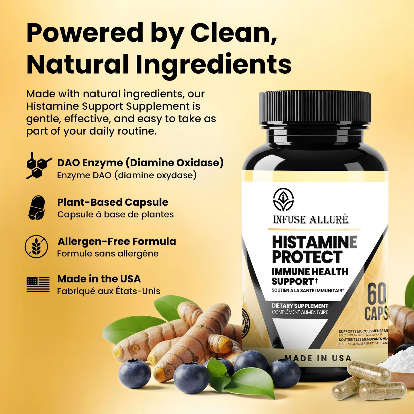 Infuse Allurè Premium Histamine Blocker DAO - Made in USA | 60 Capsules