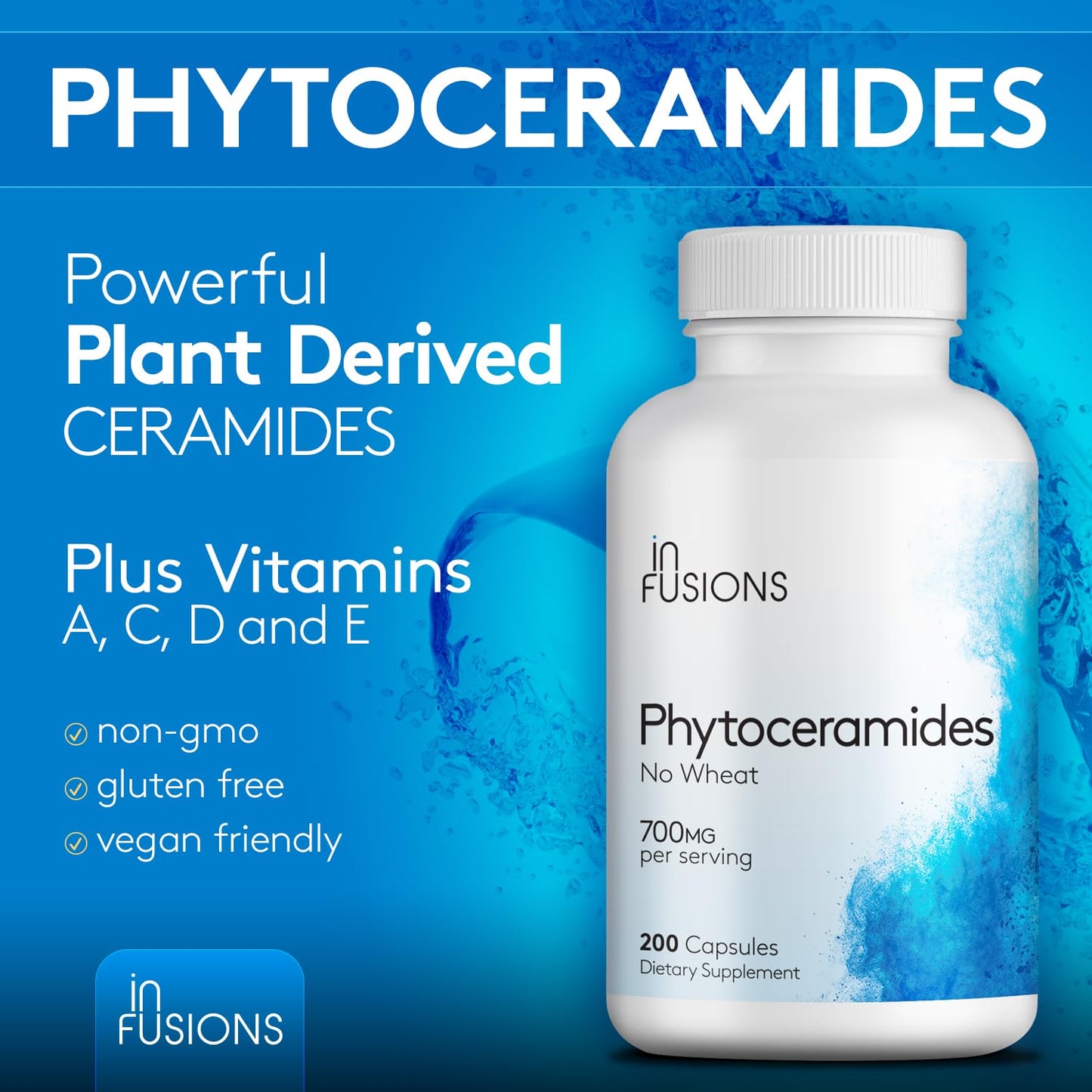Infusions International Phytoceramides 200 Capsules | Skin Repair & Anti-Aging | Plant-Derived Ceramides 700mg | Gluten Free & Non-GMO