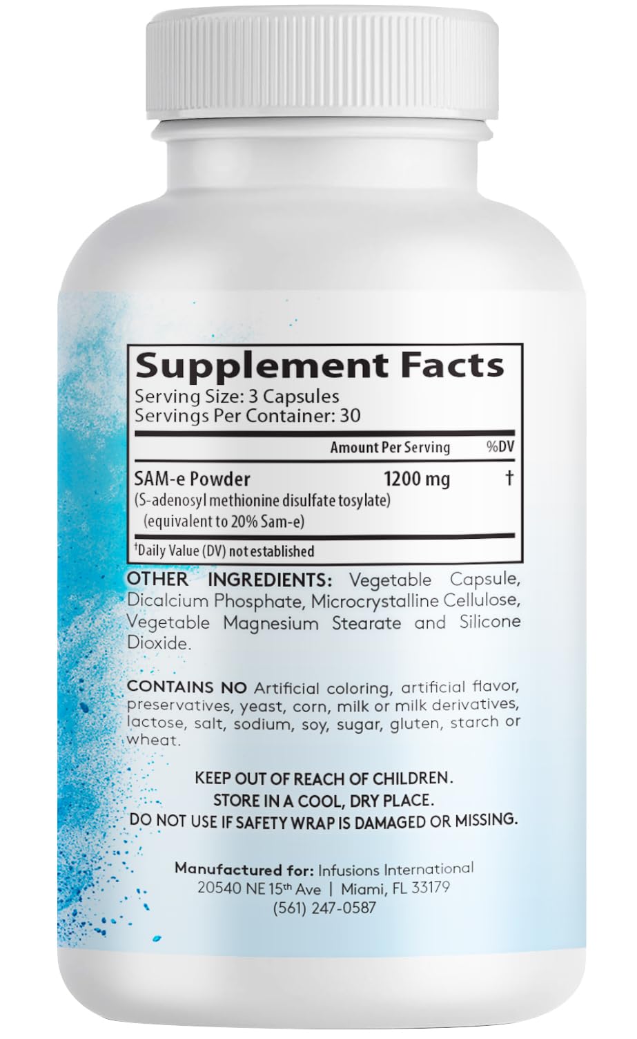 Infusions Maximum Strength Pure SAM-e 1200mg 90 Vegetable Capsules (S-adensoyl-methionine)