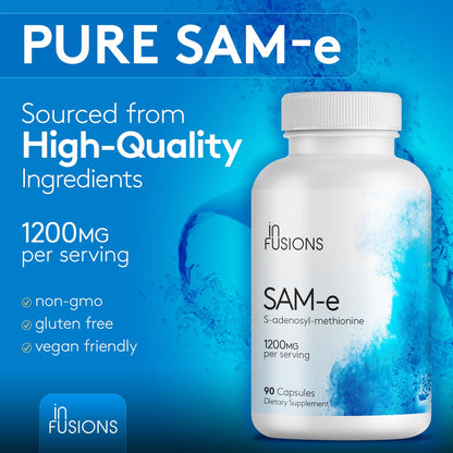 Infusions Maximum Strength Pure SAM-e 1200mg 90 Vegetable Capsules (S-adensoyl-methionine)