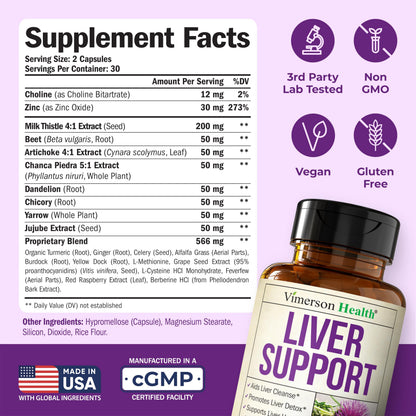 Vegan Liver Cleanse Detox & Repair – Milk Thistle & Dandelion Root (60 Capsules)