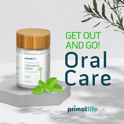 Primal Life Organics Dirty Mouth Chews – Nano-Hydroxyapatite Whitening (60 ct, Sparkling Spearmint)