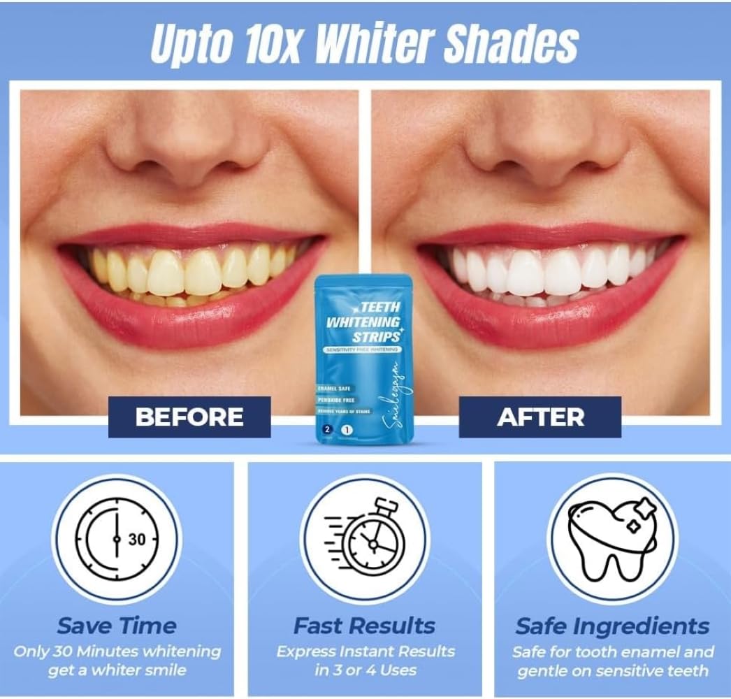 Teeth Whitening Strips – Enamel-Safe Vegan Kit (42 Strips)