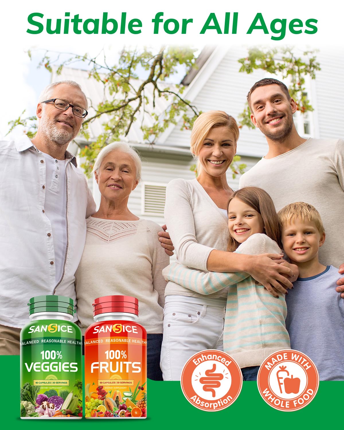 Fruits & Veggies Supplement – Natural Fruit & Vegetable Vitamins for Women, Men & Kids | Soy Free & Non-GMO
