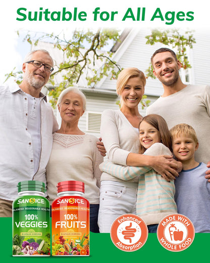 Fruits & Veggies Supplement – Natural Fruit & Vegetable Vitamins for Women, Men & Kids | Soy Free & Non-GMO