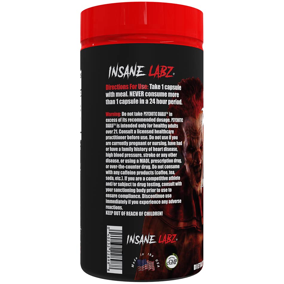 Psychotic Diablo Thermogenic Fat Burner by Insane Labz – Grains of Paradise, Theobromine, AMPiberry | 60 Servings