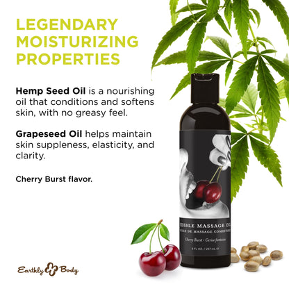 Earthly Body Edible Massage Oil - Cherry (8 fl oz) | Vegan & Cruelty-Free