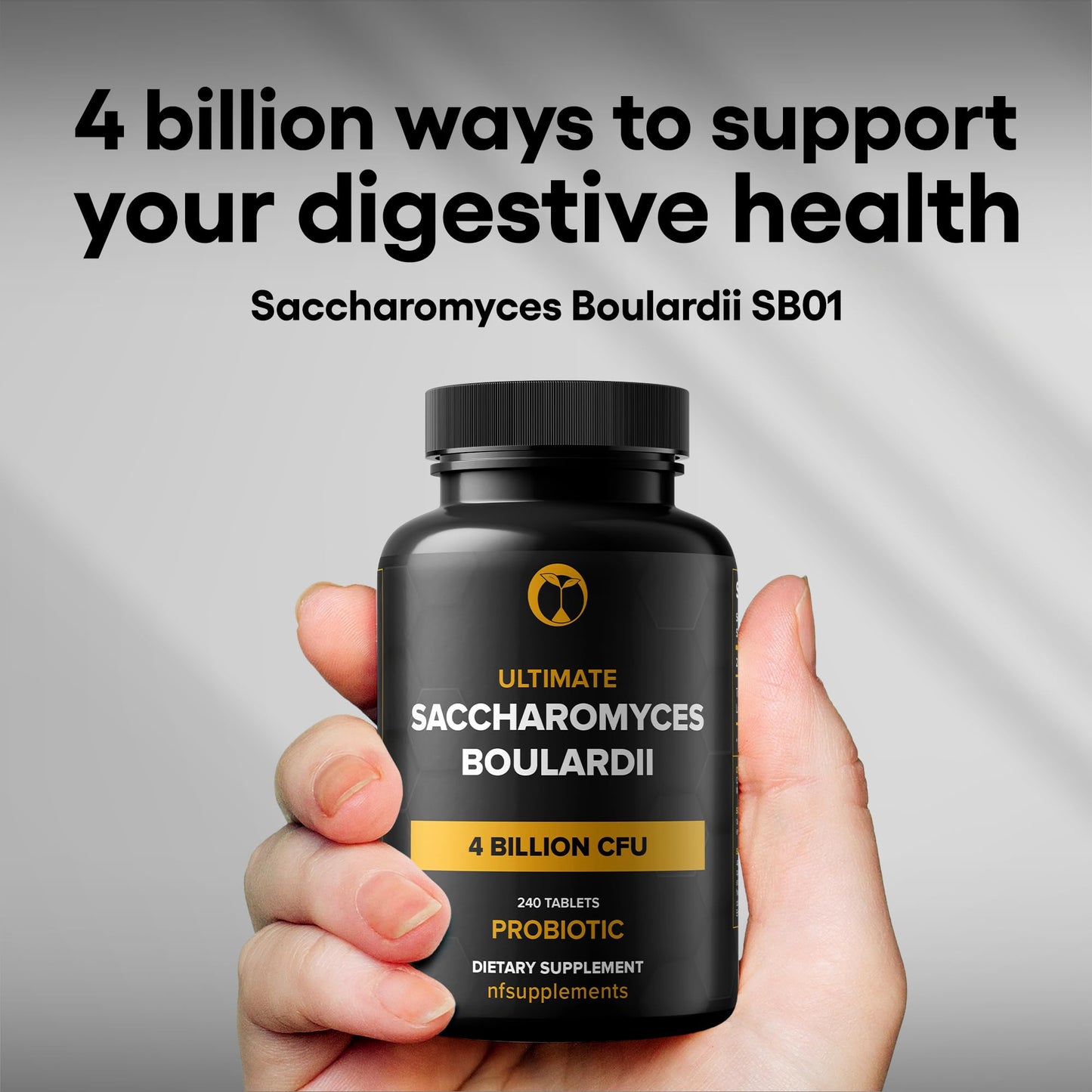 Saccharomyces Boulardii Probiotic Supplement – 4 Billion CFU, 240 Tablets – Digestive & Gut Health, Vegan, Gluten Free, Non-GMO