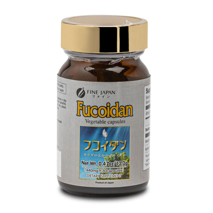 FINE JAPAN Fucoidan Capsules with Mekabu Seaweed & Agaricus Mushroom – 30 Capsules – Immune Support – Made in Japan