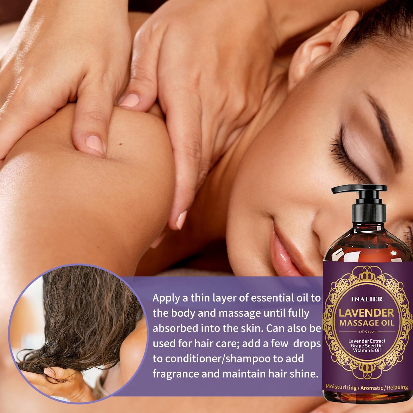 Lavender Massage Oil with Roller Ball – Soothing Spa Massage Oil for Men & Women