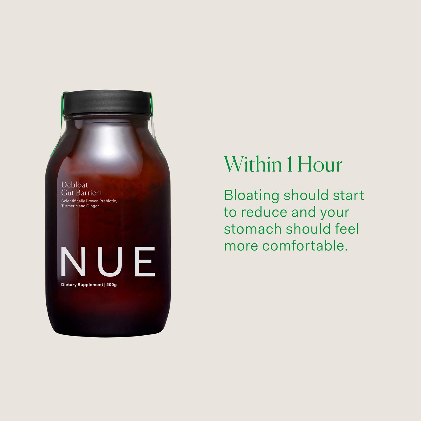 The Nue Co. Debloat Gut Barrier+ – Prebiotic with Turmeric & Ginger, 200g