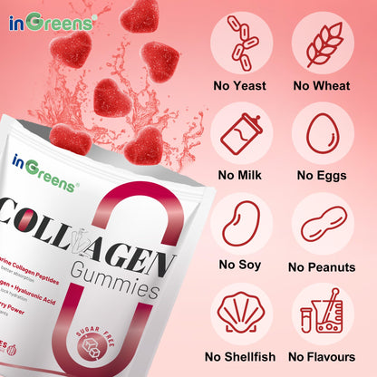 inGreens Collagen Gummies 5000mg – Sugar Free, Biotin, 90 Count