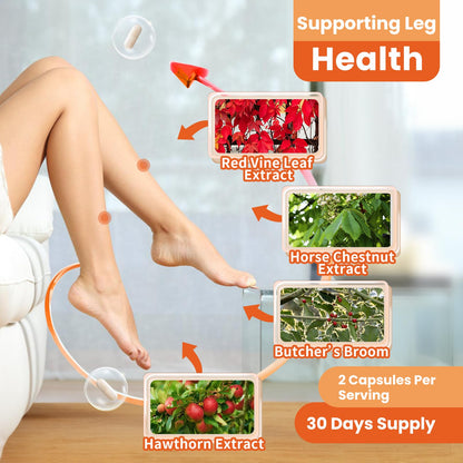 inGreens Red Vine Leaf Extract 1630mg with Horse Chestnut – Varicose Veins Support, 60 Capsules (Made in USA)