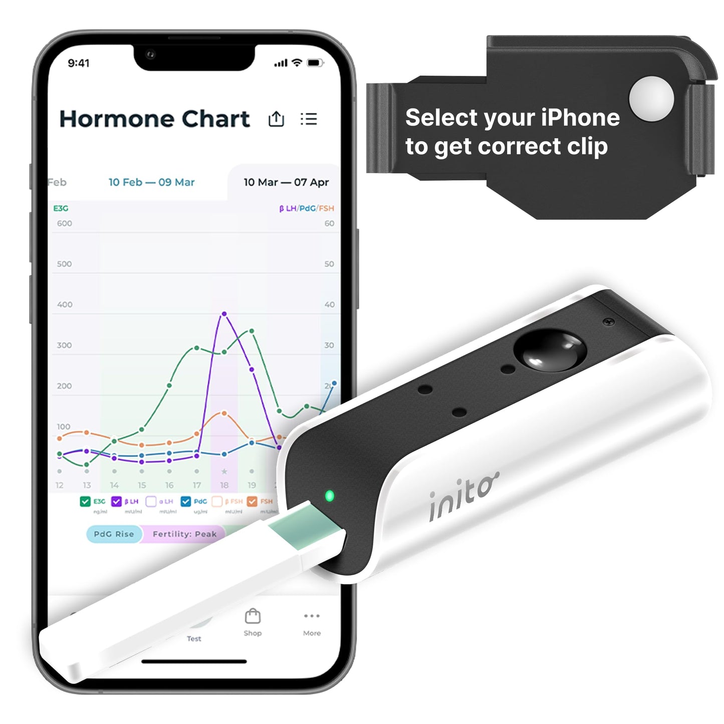 Inito Fertility Monitor & Hormone Tracker | Ovulation & Hormone Tracking | 15 Strips | iPhone Xs/11 Pro Max
