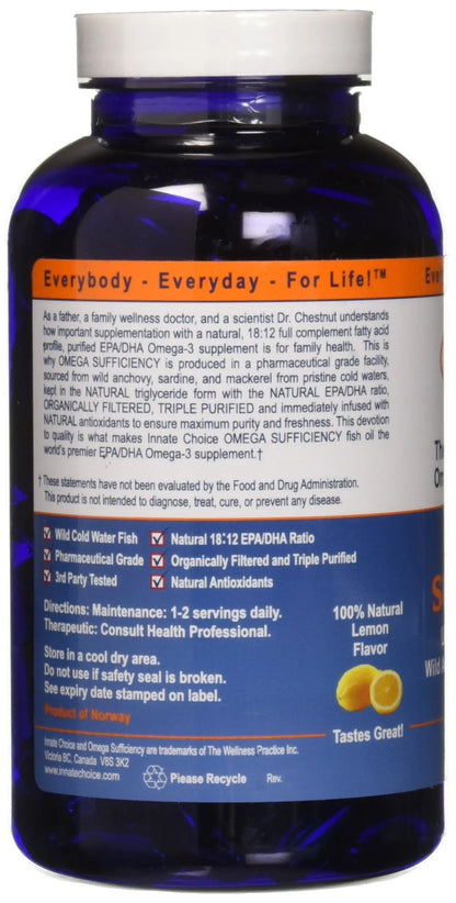Innate Choice Omega Sufficiency Lemon 240 Capsules | Omega Supplement BritishVita | Premium UK Vitamins & Wellness Supplements