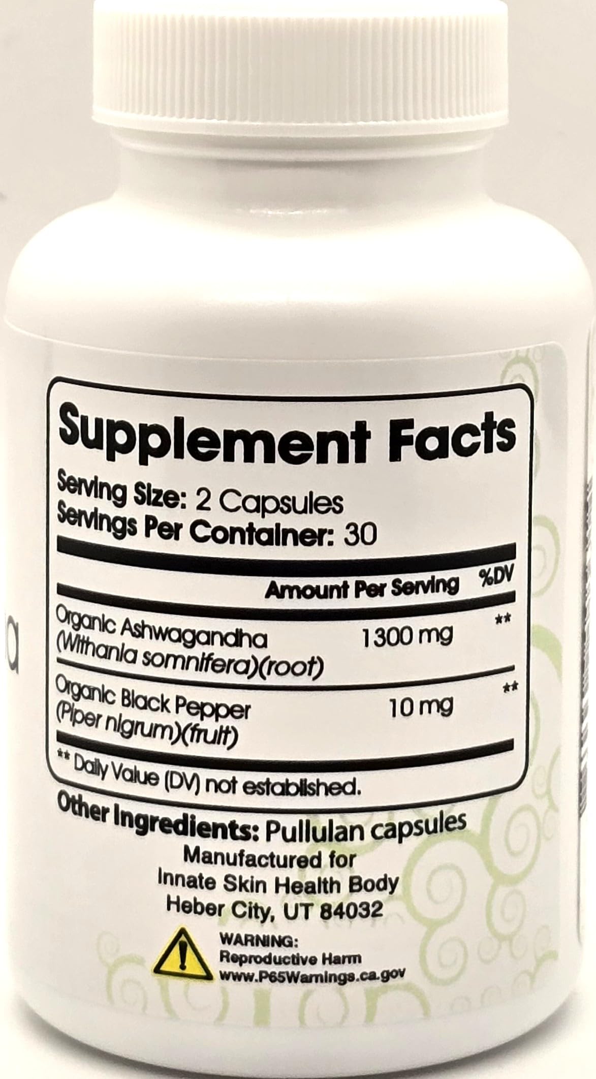 Ashwagandha Extra Strength 1300mg with BioPerine - Innate Skin Health | 60 Veggie Capsules