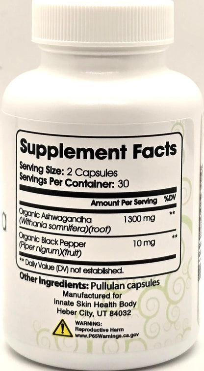 Ashwagandha Extra Strength 1300mg with BioPerine - Innate Skin Health | 60 Veggie Capsules