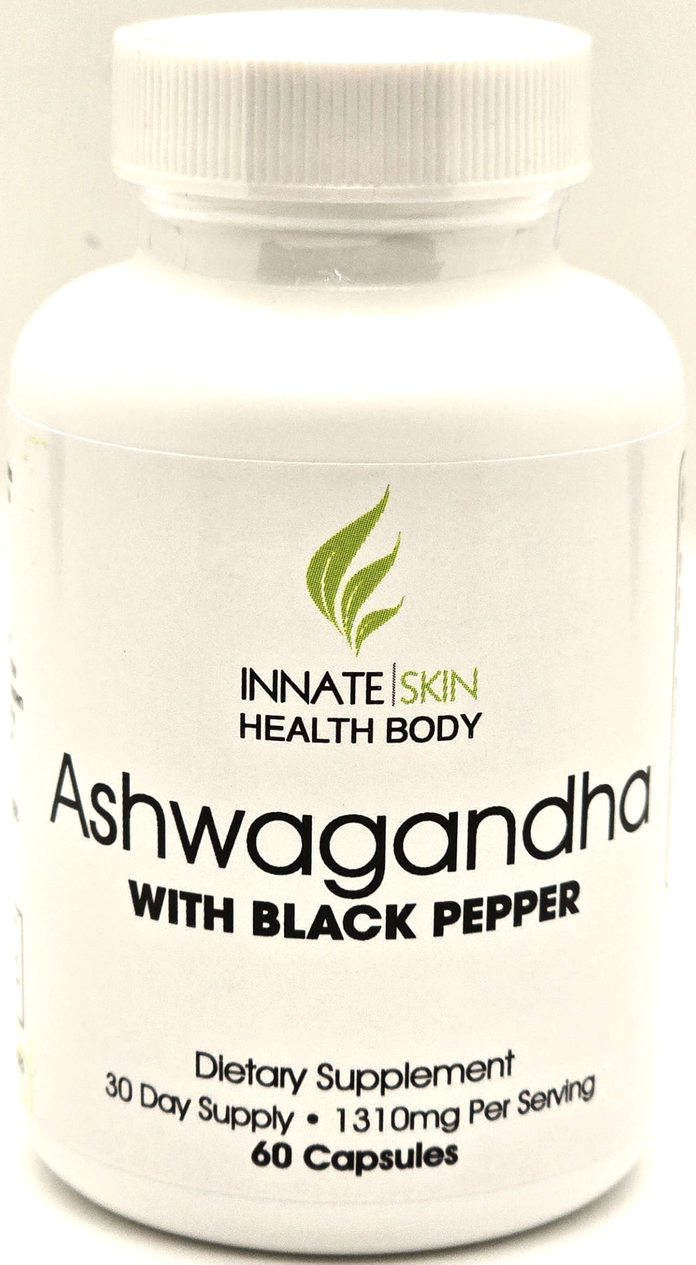 Ashwagandha Extra Strength 1300mg with BioPerine - Innate Skin Health | 60 Veggie Capsules
