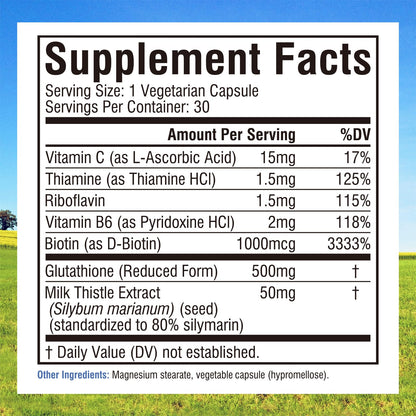 Innate Vitality Glutathione 500mg – Reduced GSH with Milk Thistle, Vitamin C & B Complex | 30 Capsules