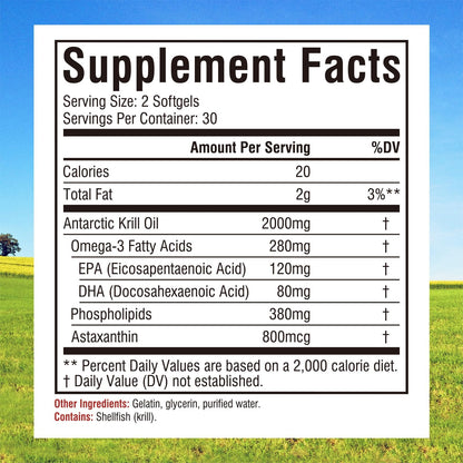 Innate Vitality Antarctic Krill Oil 2000mg | 60 Softgels | Omega-3 EPA/DHA