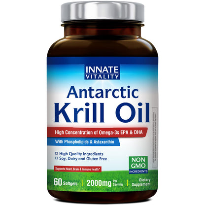 Innate Vitality Antarctic Krill Oil 2000mg | 60 Softgels | Omega-3 EPA/DHA