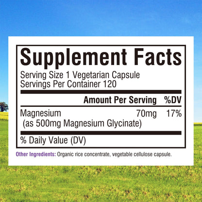 Innate Vitality Magnesium Glycinate 500mg | 70mg Elemental Mg | High Absorption | 120 Vegan Capsules