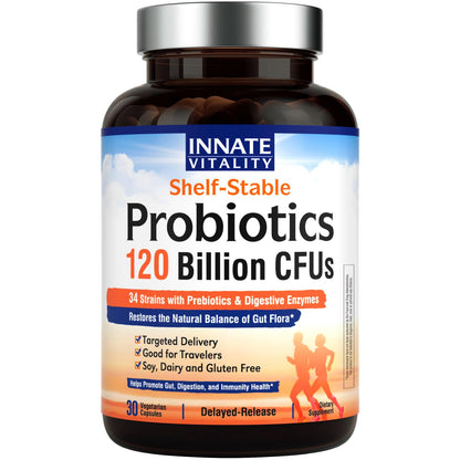 Innate Vitality Probiotics 120B CFUs – 34 Strains, Delayed Release, Shelf Stable