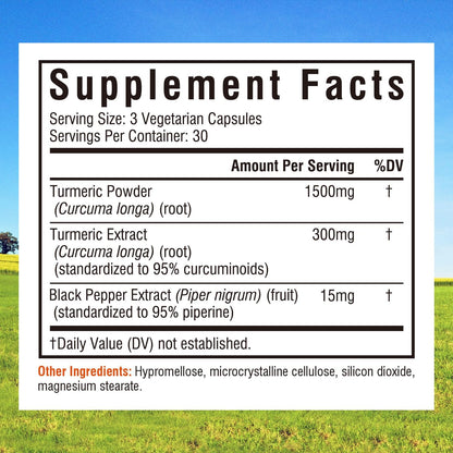 Innate Vitality Turmeric Curcumin 1800mg with Black Pepper – 90 Capsules
