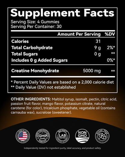 Inner Brightness Creatine Gummies for Men – 5000 mg, 120 Count, Vegan
