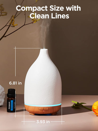 InnoGear 150ML Ceramic Oil Diffuser – Ultrasonic, Auto Off, 2 Mist Modes