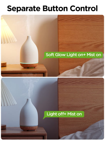 InnoGear 150ML Ceramic Oil Diffuser – Ultrasonic, Auto Off, 2 Mist Modes