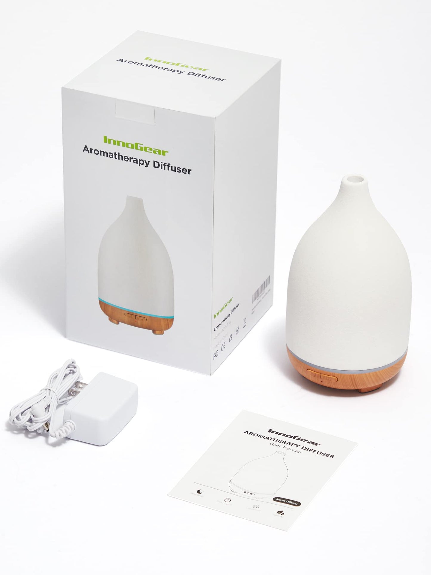 InnoGear 150ML Ceramic Oil Diffuser – Ultrasonic, Auto Off, 2 Mist Modes