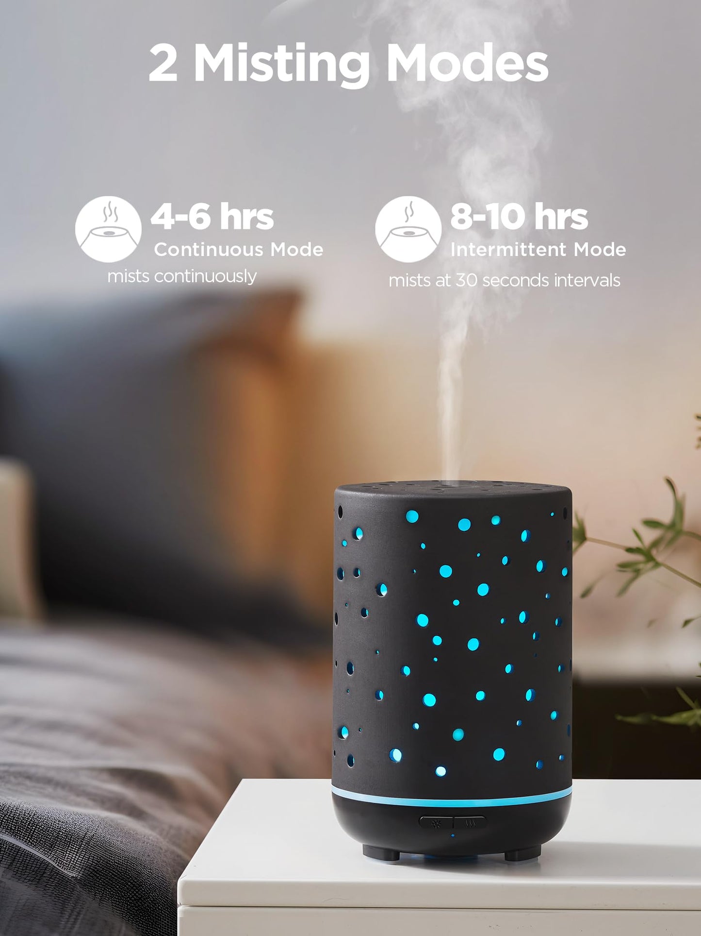 InnoGear 150ml Ceramic Essential Oil Diffuser – Ultrasonic Humidifier, 2 Mist Modes, Auto Off, Black