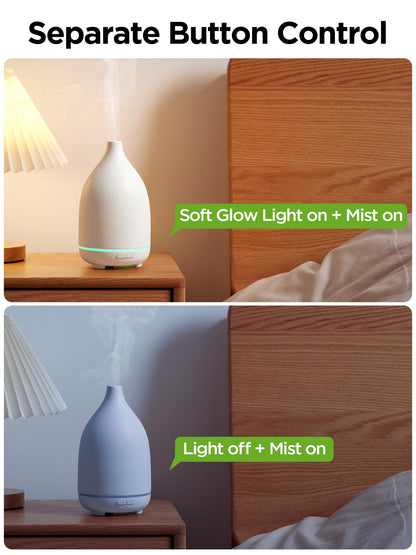 InnoGear 150ML Ceramic Oil Diffuser — Ultrasonic Mist, Auto Off, 2 Modes